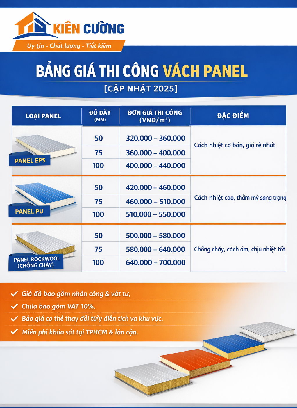 Báo giá thi công vách panel cách nhiệt tại Hồ Chí Minh